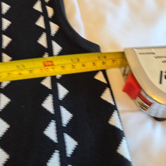 JOHN +JENN knit drop waist dress black and white geometric design size Large - Picture 5 of 6